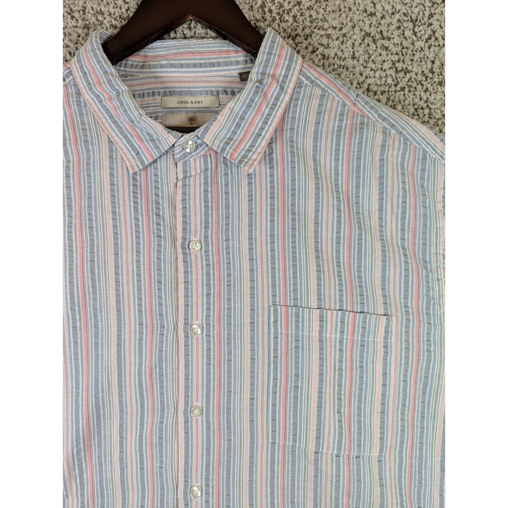 Oak Hill Seersucker Button Down Shirt Men's‎ Size Large Striped Short Sleeve